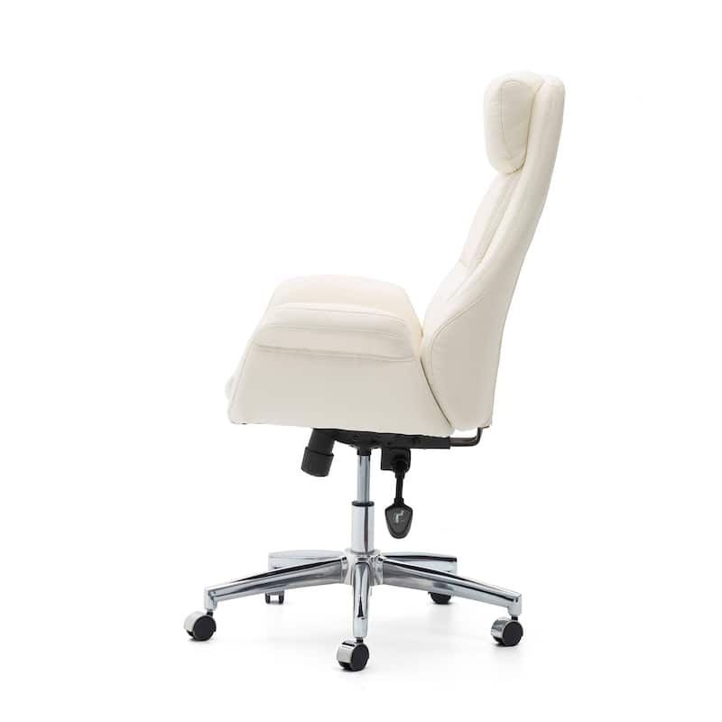 Glitzhome 48-inch Mid-century Adjustable Swivel Faux Leather Office Chair