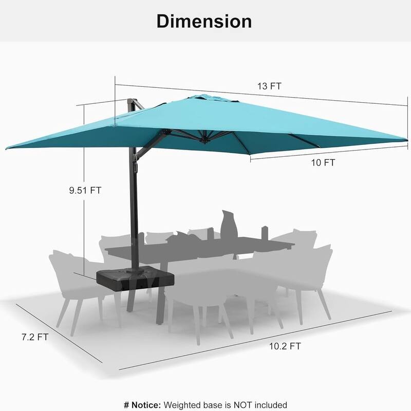 PURPLE LEAF Sturdy Heavy-duty Patio Cantilever Offset Umbrella with 360-degree Rotation