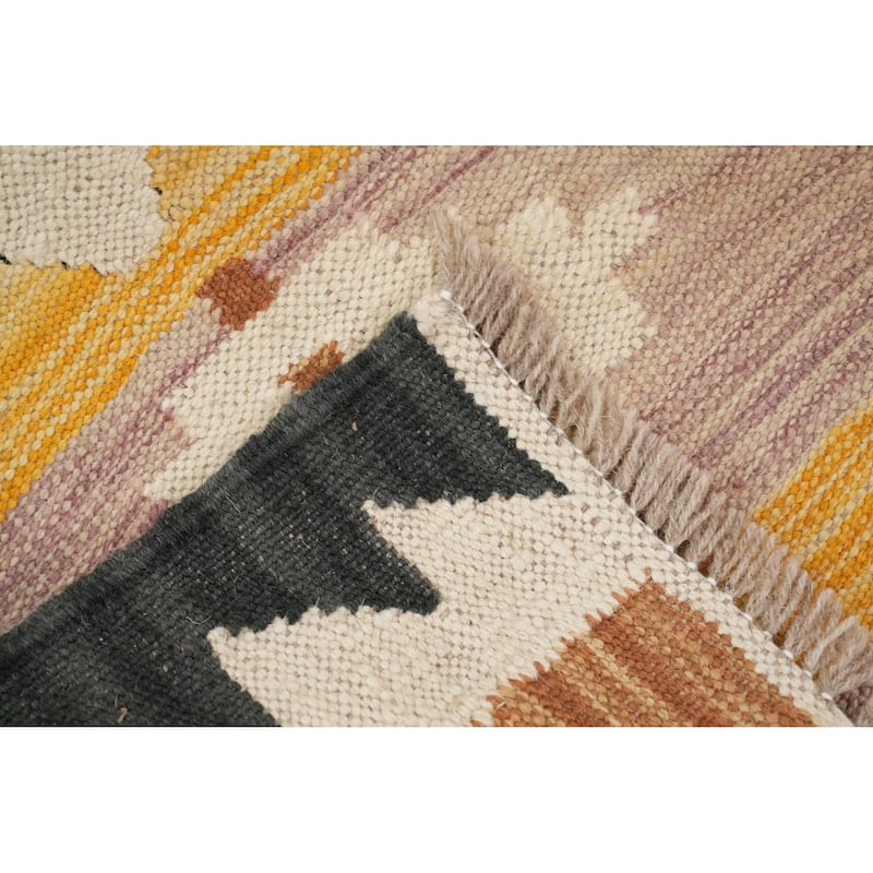 Hand Woven Oriental 100% Wool Carpet Southwestern Tribal Purples Kilim Area Rug - 6' 0'' X 3' 4''