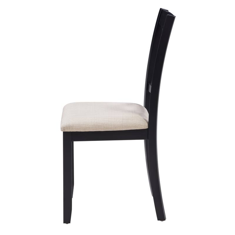 Fabric Side Chair Rustic Dining Chair Kitchen Chair Coffee Chair Office Chair Beige Black Upholstered Chair with Wood Legs