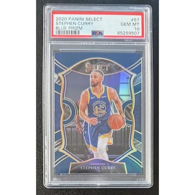 Stephen Curry 2020 Panini Select Blue Prizm Basketball Card #57 Graded PSA 10 - 8' x 11'
