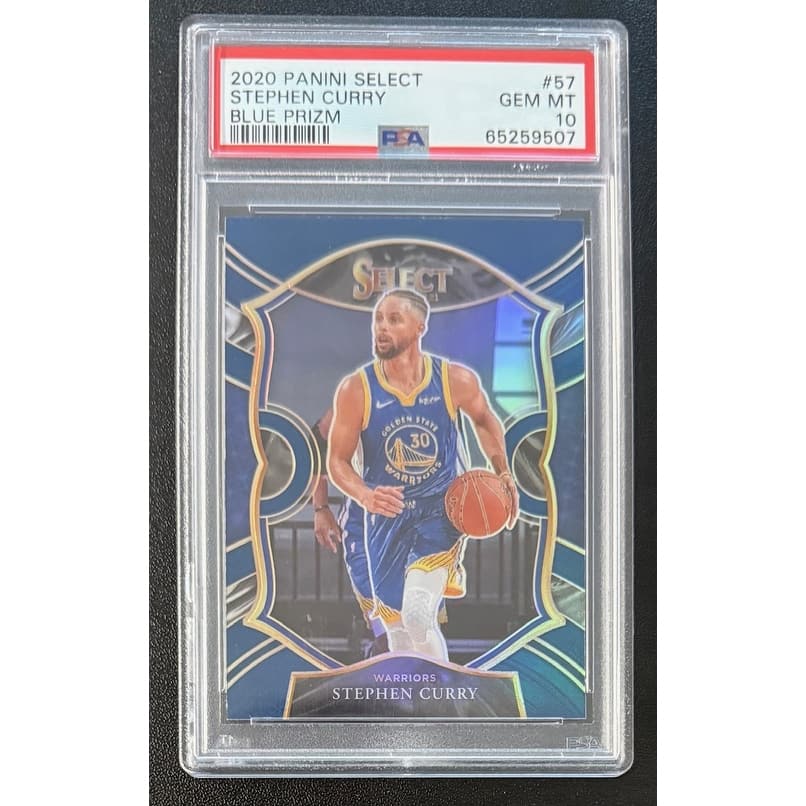 Stephen Curry 2020 Panini Select Blue Prizm Basketball Card #57 Graded PSA 10 - 8' x 11'