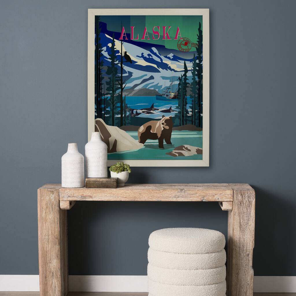 Alaska Go USA by Mercana Studio a Hand Embellished Framed Art Print Series