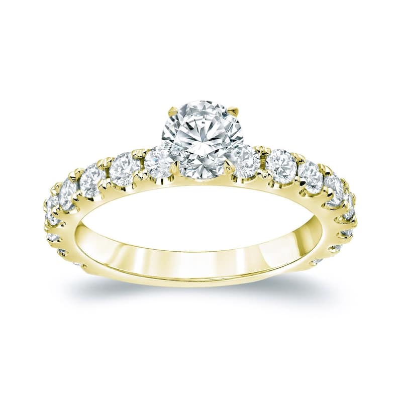 Auriya 14k Gold 1 1/2ctw Classic Round Diamond Engagement Ring