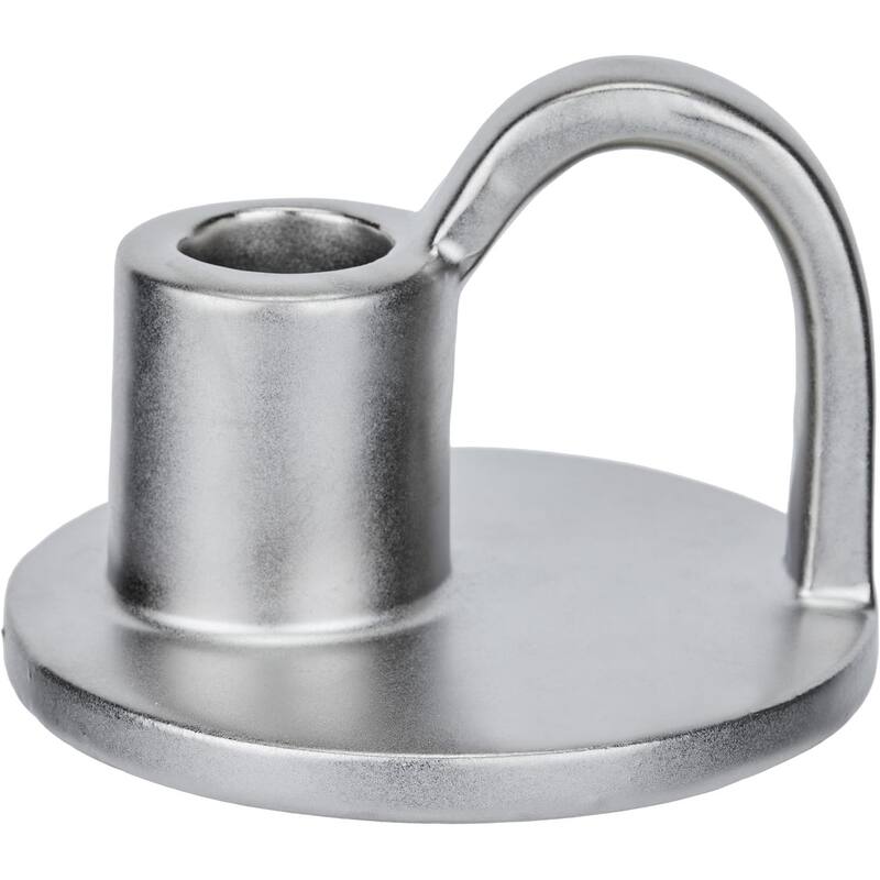 Titanium Silver Set of Two Elise Short Ceramic Candlesticks Aria Home