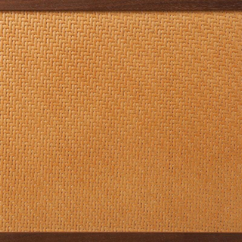 Mid-Century Modern Rattan Nightstand with Rotating Hidden Compartment and Wood Legs