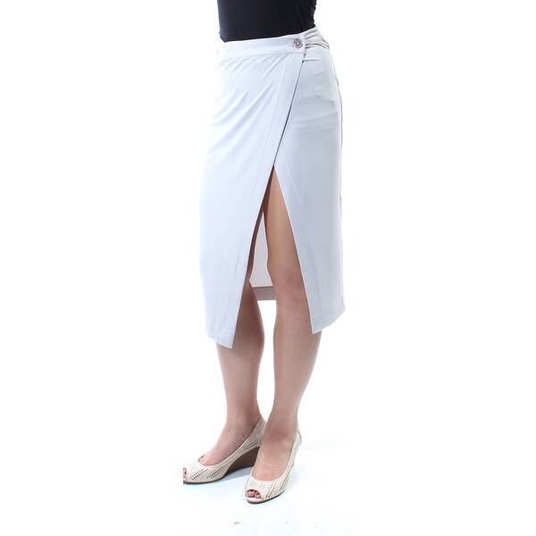 KIIND OF Womens Silver Knee Length Wrap Skirt Size: M