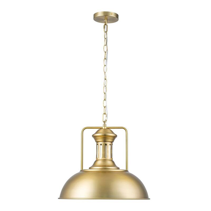 Industrial 1-Light Metal Dome Pendant Light Black Rusty 16in