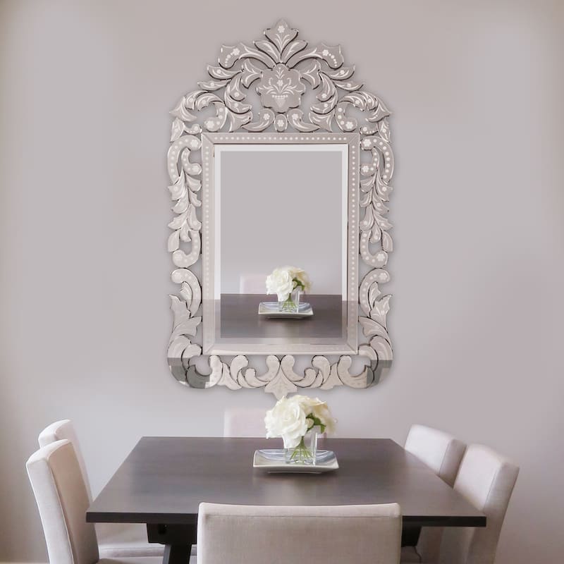 Allan Andrews Regina Clear Glass and Wood Venetian Mirror - 56"H x 34"W