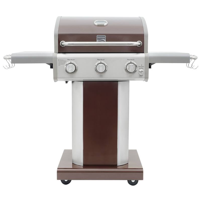 Kenmore 3-Burner Propane Gas Grill with Foldable Side Shelves