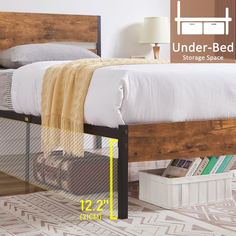4-Pieces Bedroom Set with Drawer and Nightstands Set of 2, 5-Drawer Dresser, Brown/Grey Set