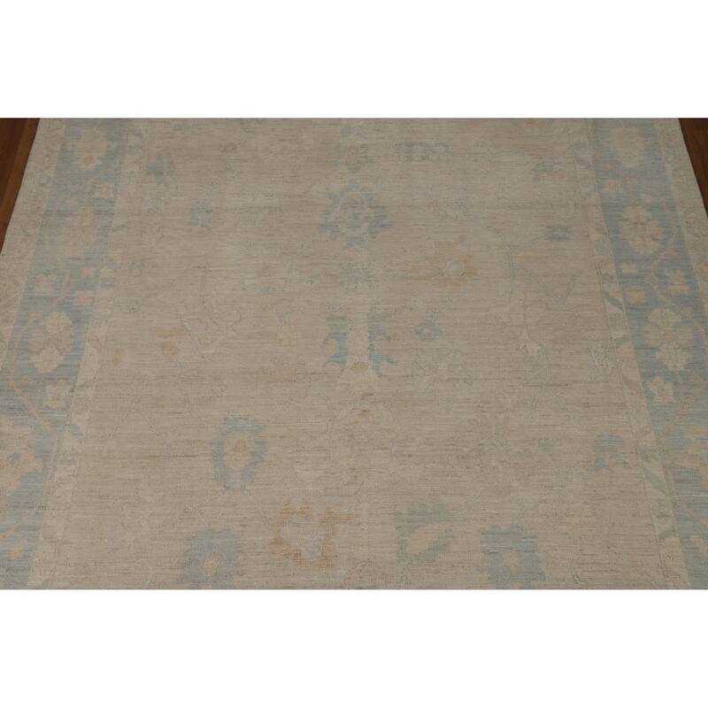 Hand Knotted Oriental 100% Wool Carpet Transitional All-Over Beige & Ivories Oushak Area Rug - 10' 0'' X 8' 0''