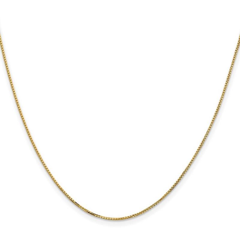 Curata 14k Yellow Gold 1mm Concave Box Chain Necklace for Men