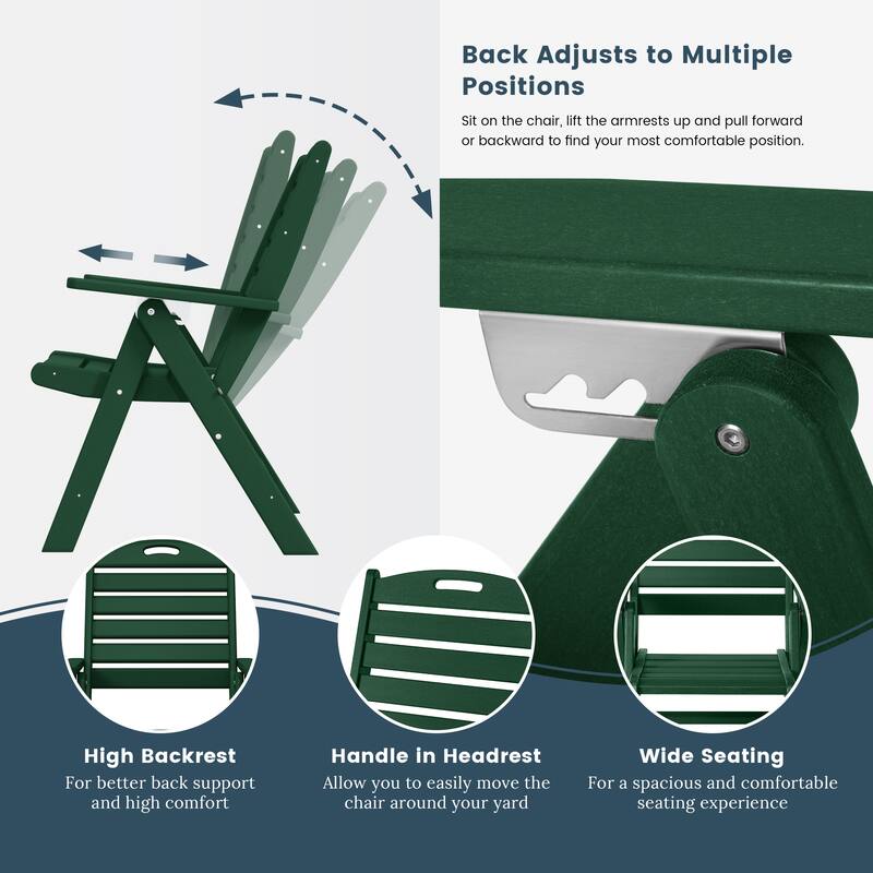 Coastline Patio Folding Highback Dining Chair Set of 2