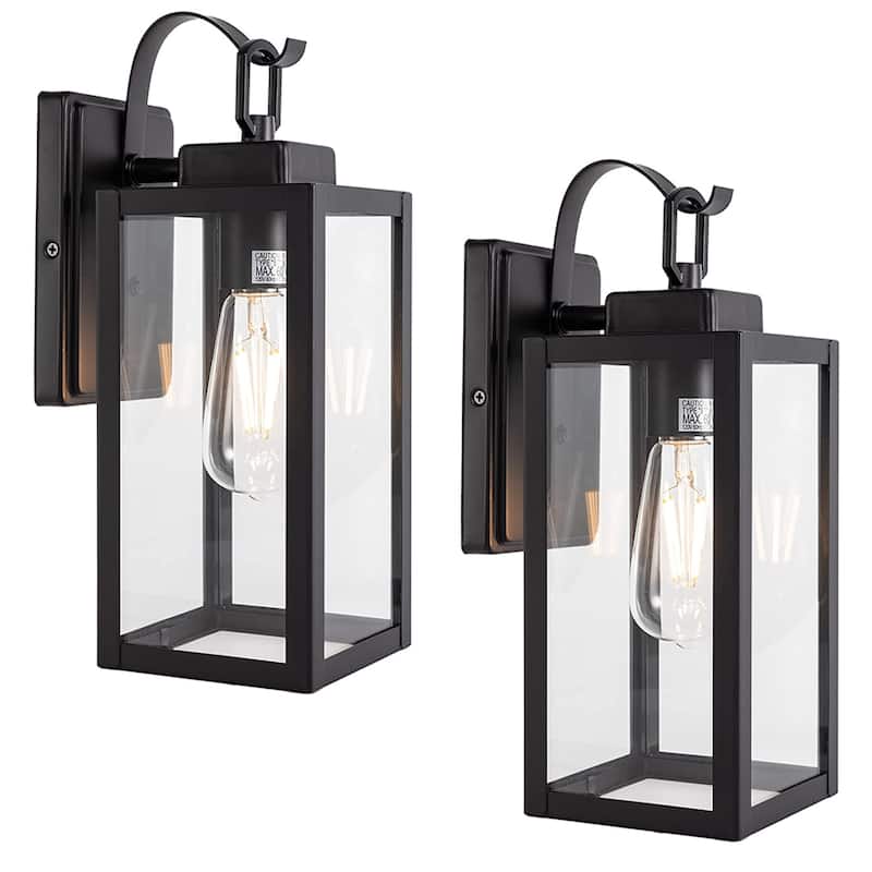 2 Pack 1-Light Outdoor Matte Black Wall Sconce - 5" x 6.7" x 13.78" - Regular(2 Pack)