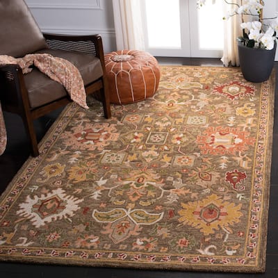 SAFAVIEH Handmade Heritage Chrysanthemum Traditional Wool Rug