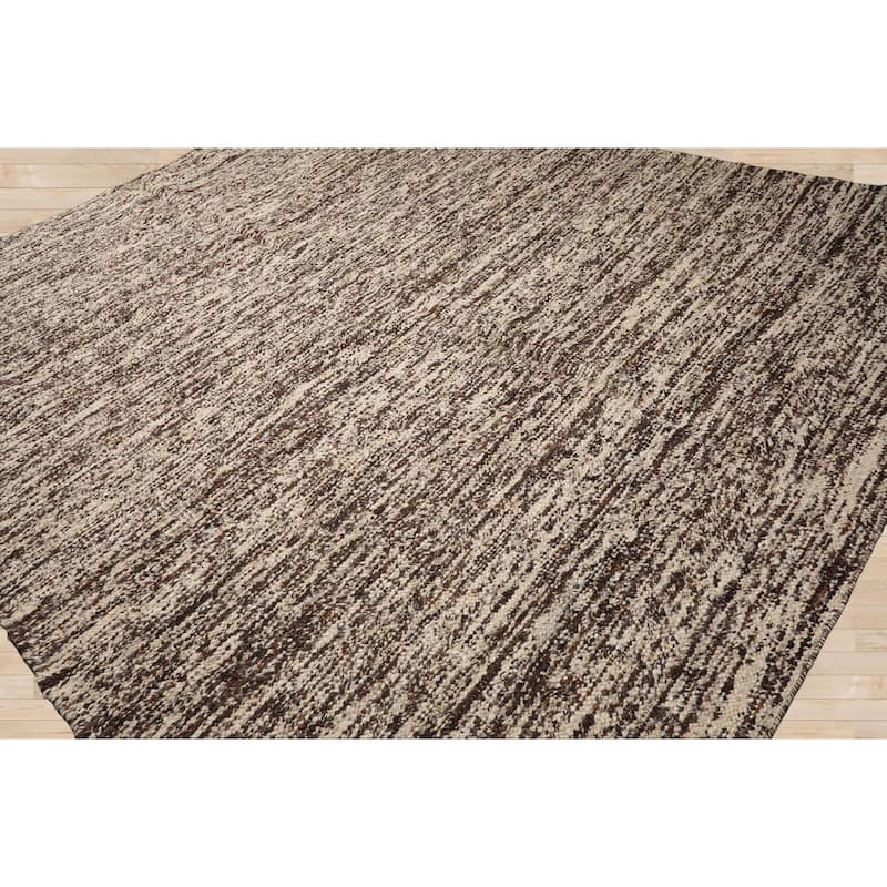 LoomBloom Beige Flatweave Oriental Rug with Hand Woven 100% Wool - 9' 6'' x 11' 7''