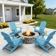 preview thumbnail 18 of 22, WINSOON All Weather HIPS Outdoor Plastic Adirondack Chairs with Cup Holder Set of 4 Baby Blue