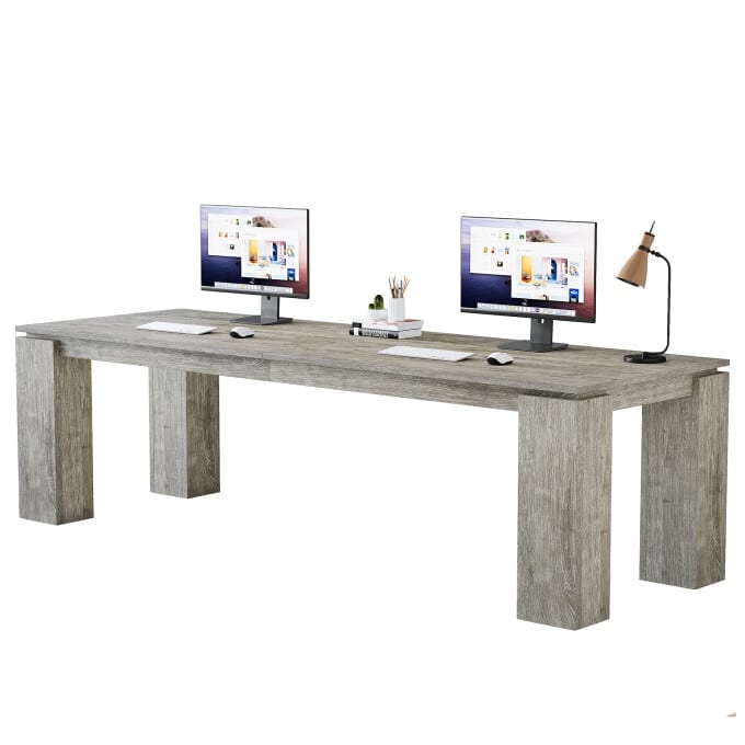 86-Inch Wood Two Person Desk, Modern Double Computer Desk