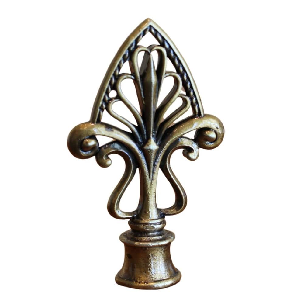 Vintage Filigree Lamp Finial Antique Brass, 3.2"h