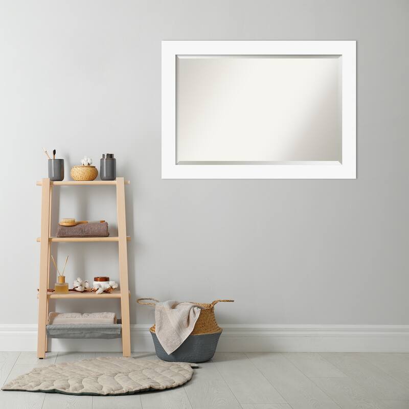 Basic Beveled Wood Framed Bathroom Vanity Wall Mirror