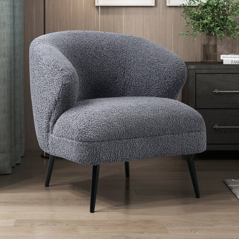 Hudson 26" Boucle Fabric Accent Chair - Black Finish Metal Legs