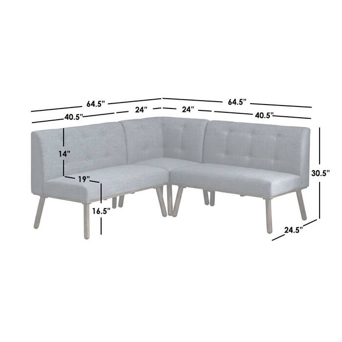 Simple Living 3-piece Playmate Nook Banquette Set