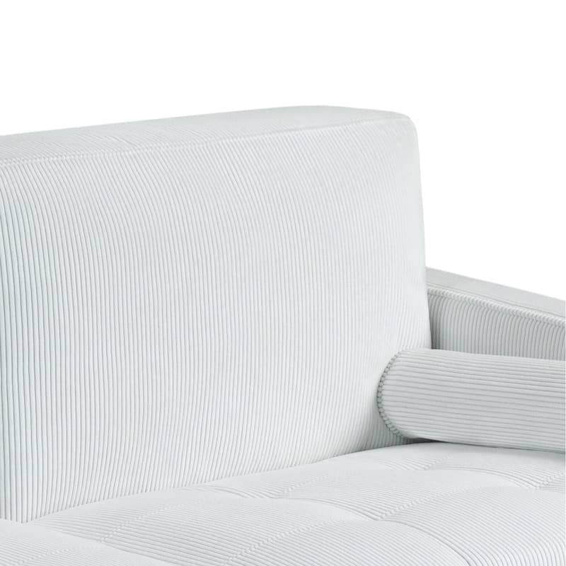 Modern Corduroy Upholstered 2 Seater Sofa with Bolster Pillows