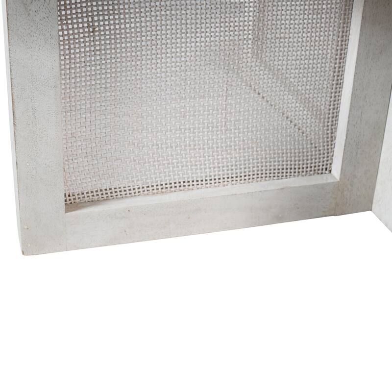 HomeRoots 36" White Solid Wood Round Cross Legs Coffee Table - 36.00 in. x 18.00 in. x 36.00 in.