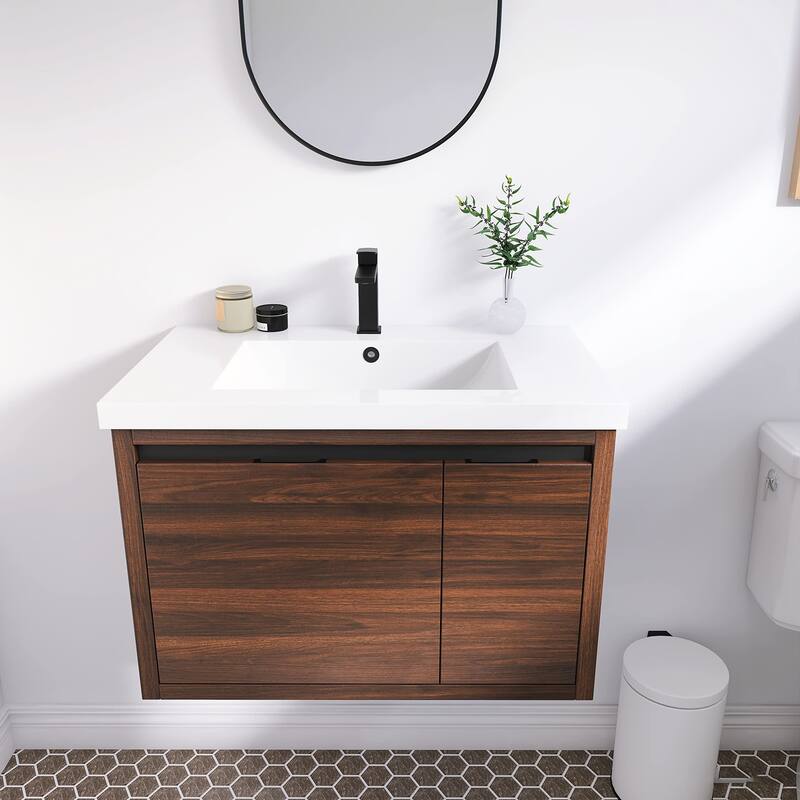 Beingnext 24"/30"/48" Bathroom Vanity with Sink, Floating Bathroom Vanity With Soft Close Door