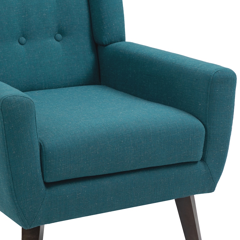 Modern Upholstered Faux Leather Tufted Armchair Linen Accent Chairs
