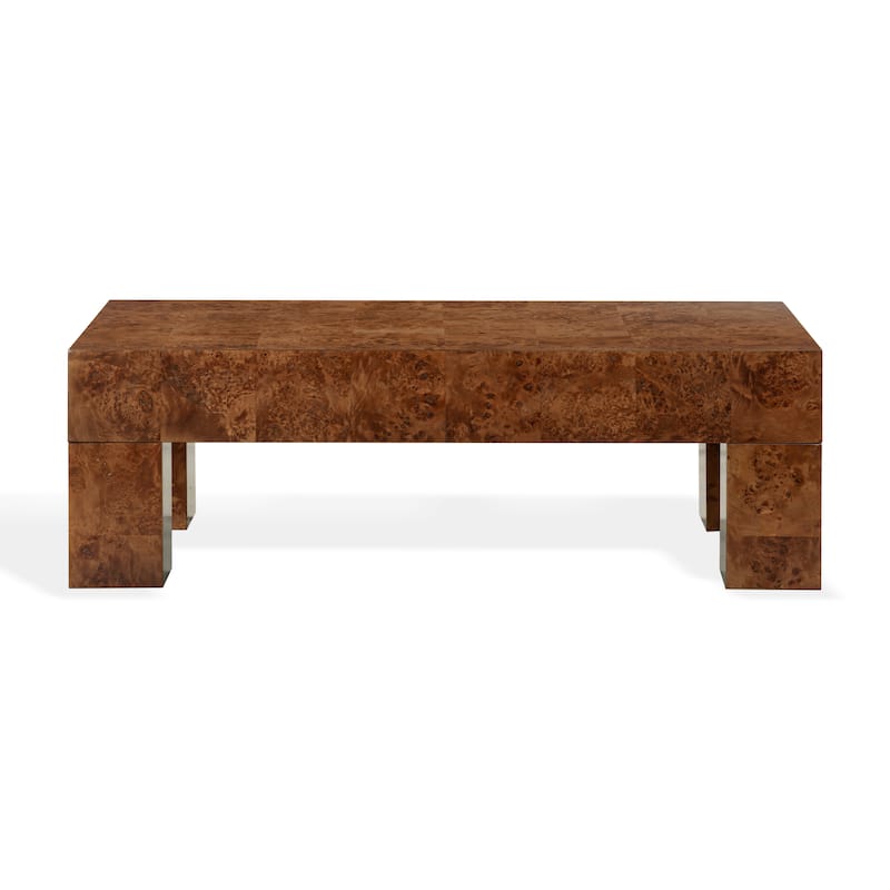 SAFAVIEH Couture Betharose Burl Wood Coffee Table - 55"W x 28"D x 18"H - Walnut Burl