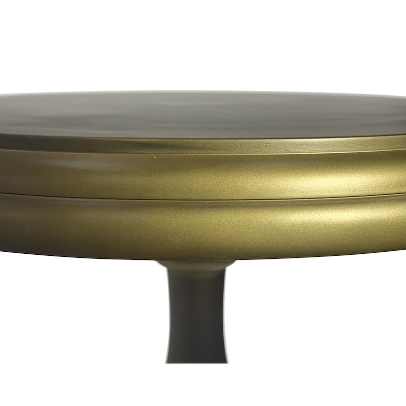 HomeRoots 24" Brass Aluminum Round Pedestal End Table - 18.5 in. x 24 in. x 18.5 in.