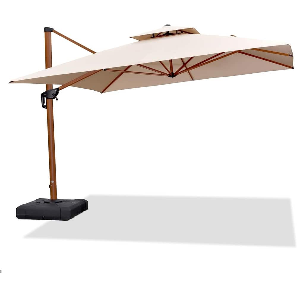 PURPLE LEAF 11ft Square Wood Pattern Patio Cantilever Umbrella