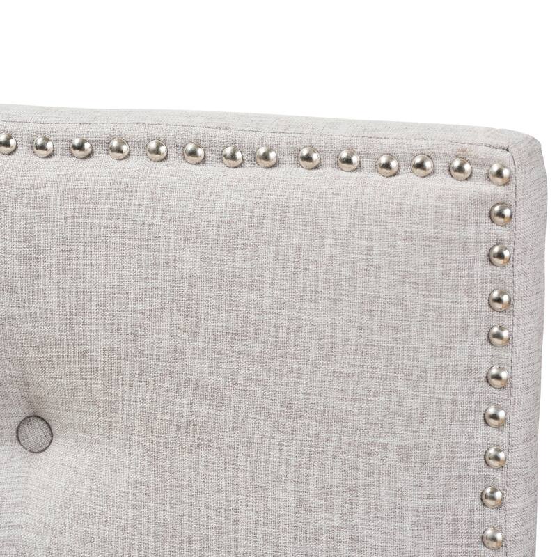 Modern Fabric Headboard Full Size - Greyish Beige Upholstered Bedroom Decor