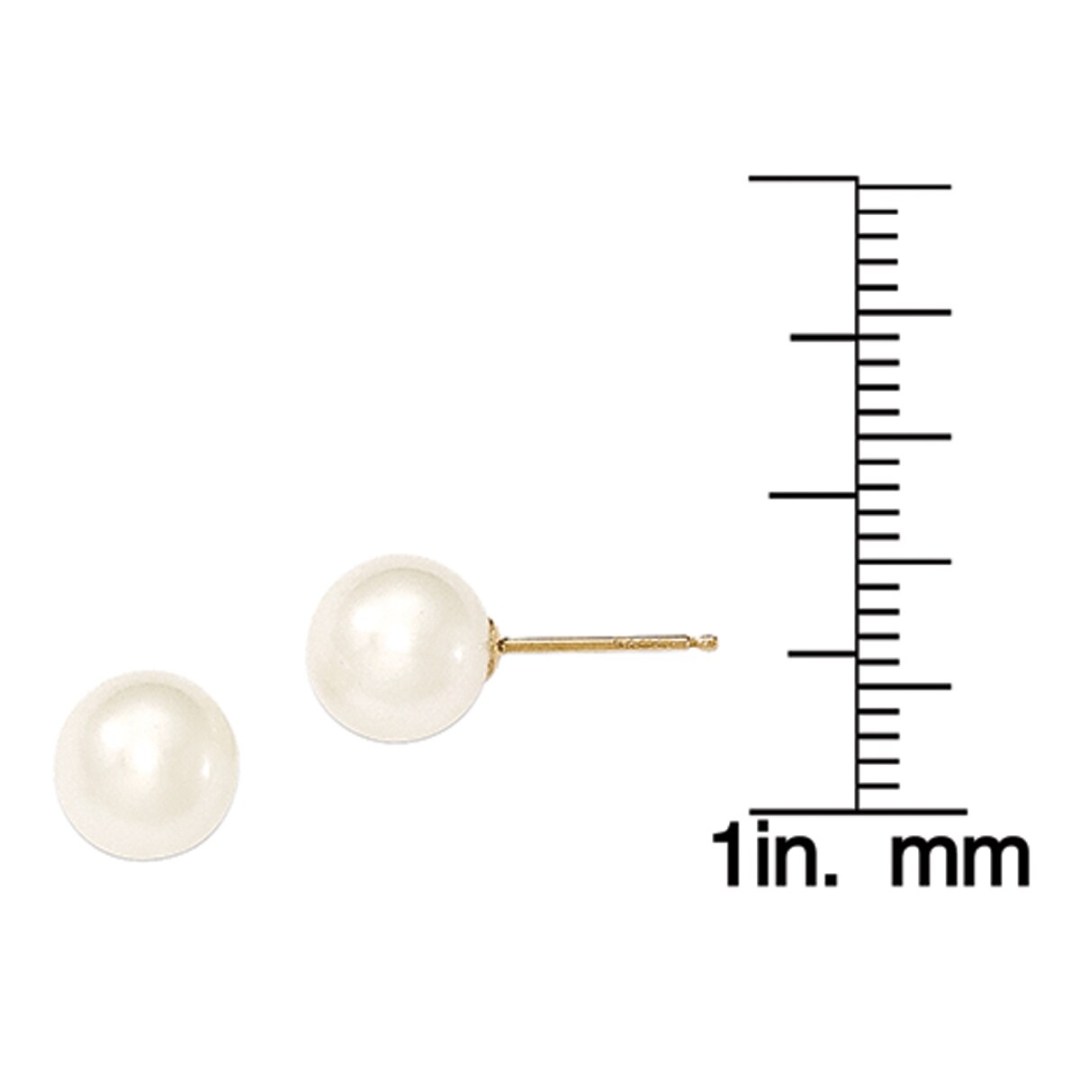 14K Yellow Gold 7-8mm White Round Freshwater Cultured Pearl Stud Earrings  by Versil