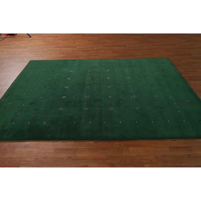 Hand Knotted Oriental 100% Wool Carpet Tribal Tribal Green Gabbeh Area Rug - 7' 10'' X 5' 9''