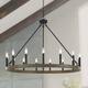Acroma 15 Light 40 In Modern Farmhouse Wagon Wheel Chandelier-UL - Weathered Walnut