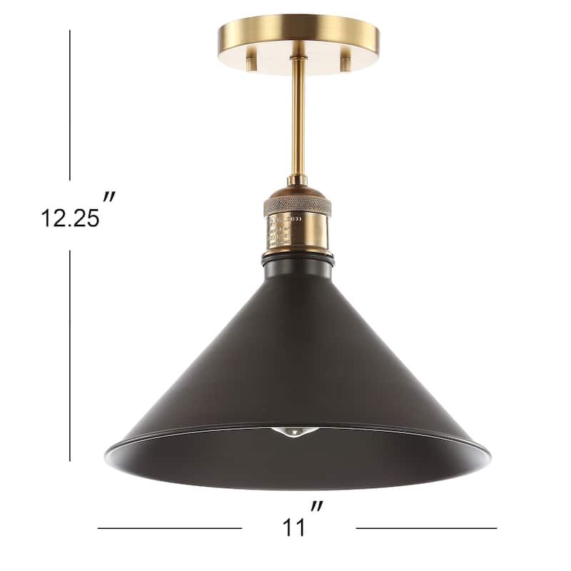 Nira 11" Metal LED Semi-Flush Mount, Oil Rubbed Bronze/Brass Gold by JONATHAN Y