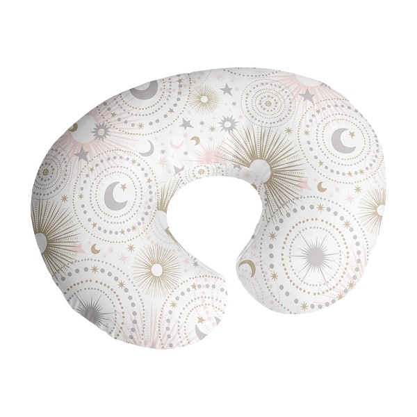 slide 2 of 6, Sweet Jojo Designs Star and Moon Nursing Breastfeeding Pillow Cover Case (Pillow Not Included) Blush Pink Gold Grey Celestial