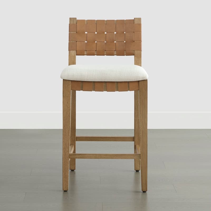 Spruce & Spring Orion Counter Bar Stool with Handwoven Double-faced PVC Backrest