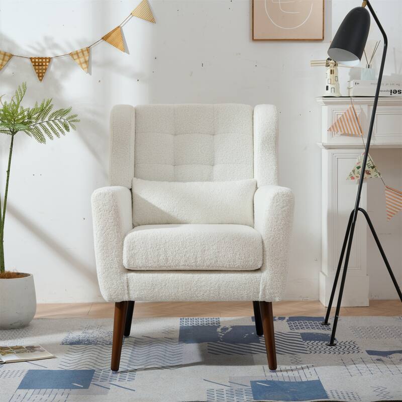 Modern Chenille Arm Chairs with Pillow & Comfy Soft Padded