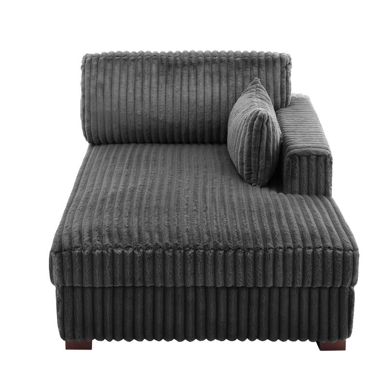 42" W Plush Corduroy Upholstered Chaise Lounge Sleeper for Living