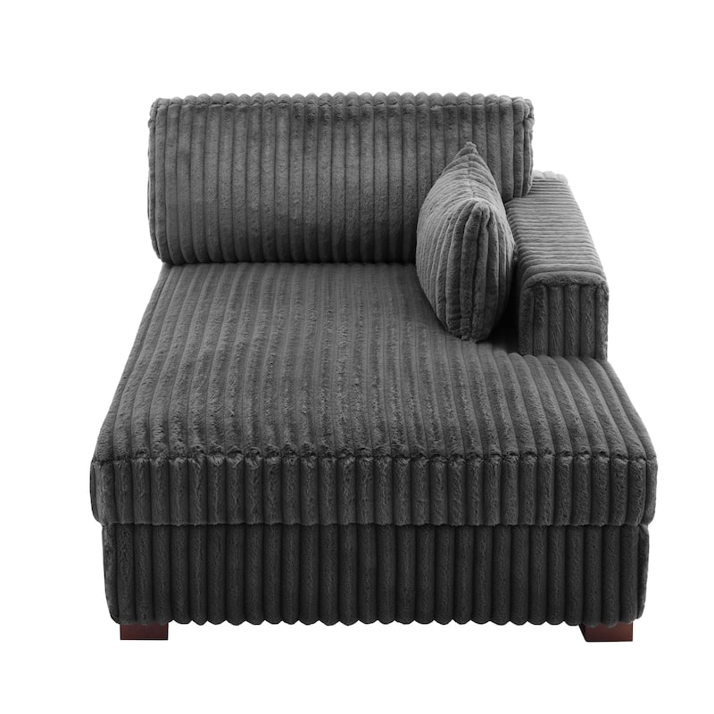 UIXE Upholstered Plush Bedroom Lounge Chairs with Left Armrest & Lumbar Pillow