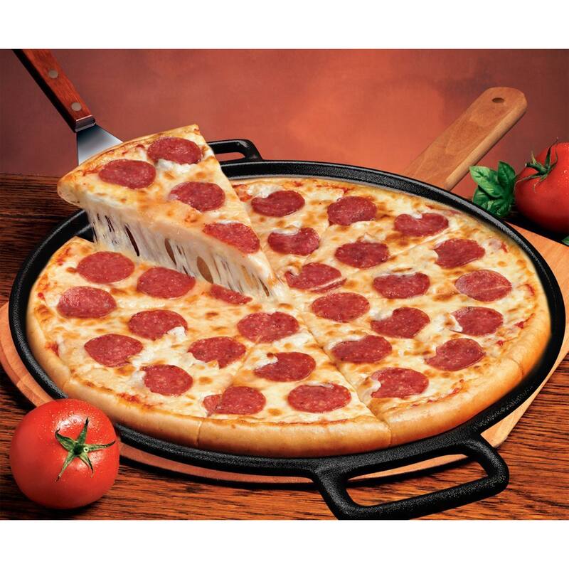 Cast Iron Pizza Pan-14 Inches Skillet for Cooking, Baking, Grilling-Durable by Home-Complete
