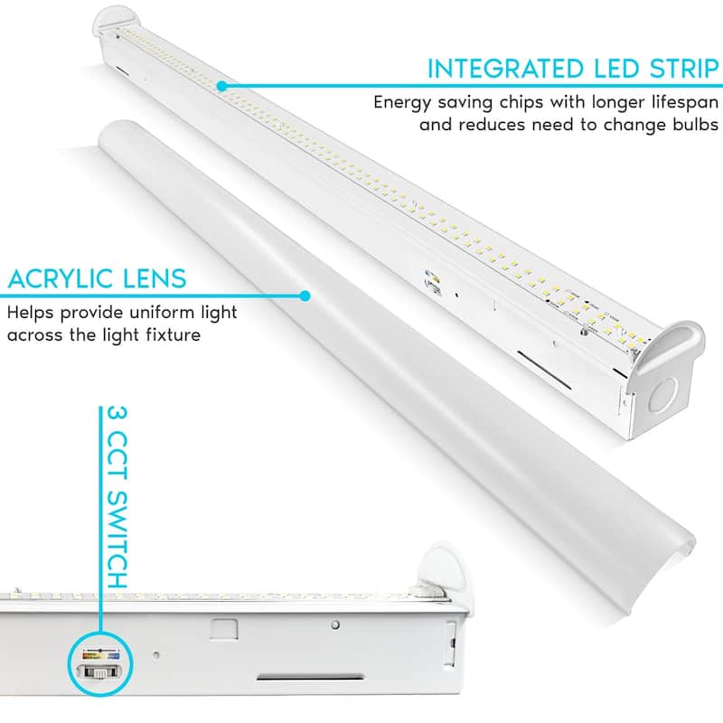 Luxrite 3FT Slim LED Shop Light, 25W, 3450 Lumens, 3 Color