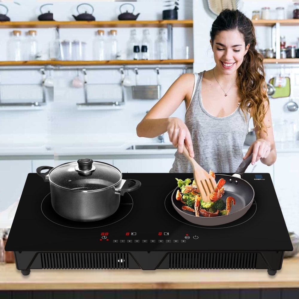 Portable Induction Cooktop 2 Burner with Removable Iron Cast