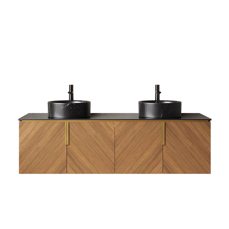 Wall-Mounted Bathroom Vanity with Round Ceramic Sink