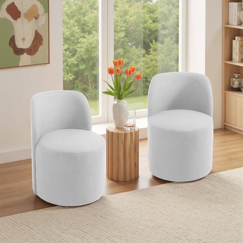 Modern Linen Upholstery Dining Chair Barrel Chair