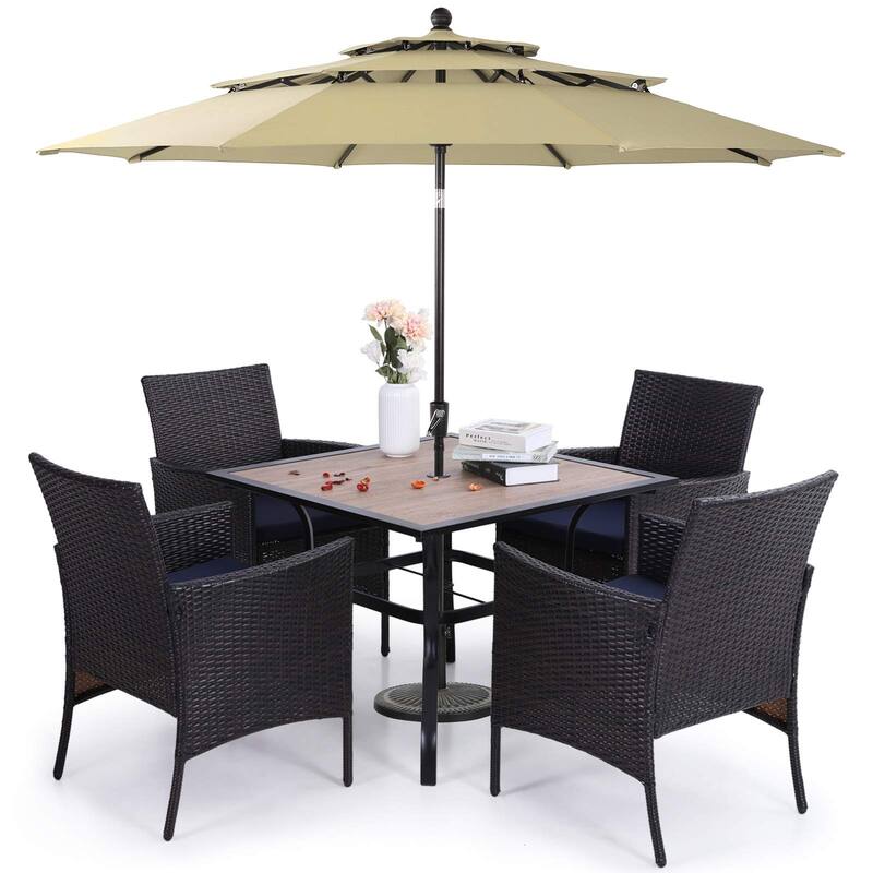 MAISON ARTS Outdoor Patio 6 Pieces Dining Set with Umbrella